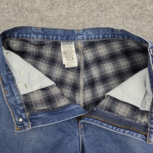 Carhartt Jeans Mens 36x32 Blue Flannel Lined Relaxed Fit B172 DST Denim Workwear - Picture 11 of 16